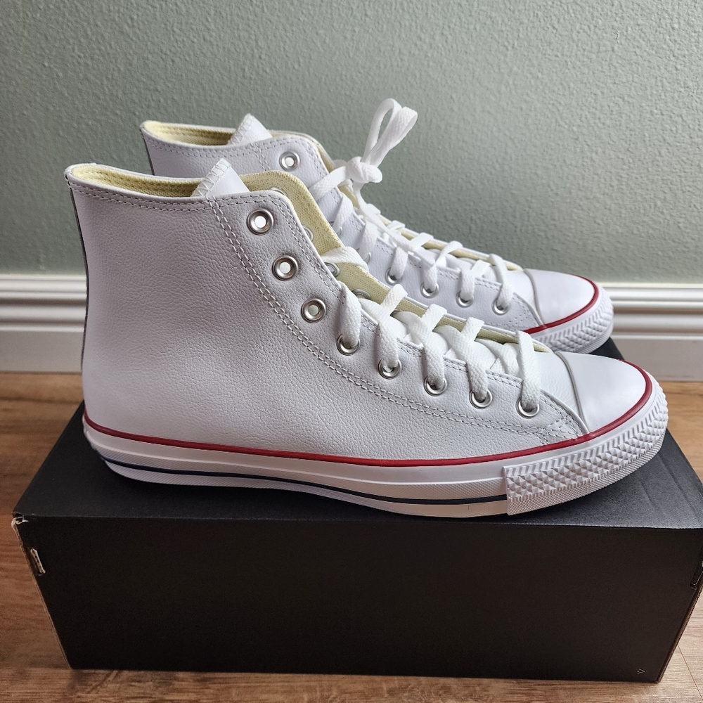 ❗️NWT❗️Converse Chuck Taylor All Star Leather White High Top Shoe Size 11 - Picture 6 of 13